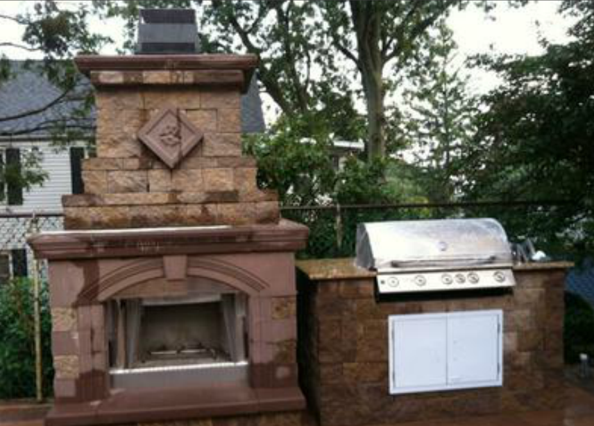 grill and fire place made of cultured stone