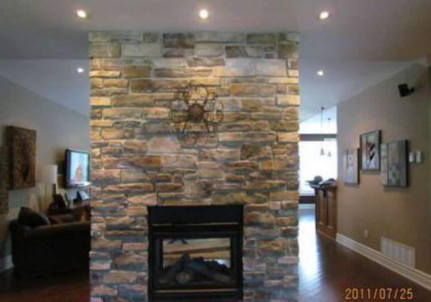 decorative culture stone installed fireplace