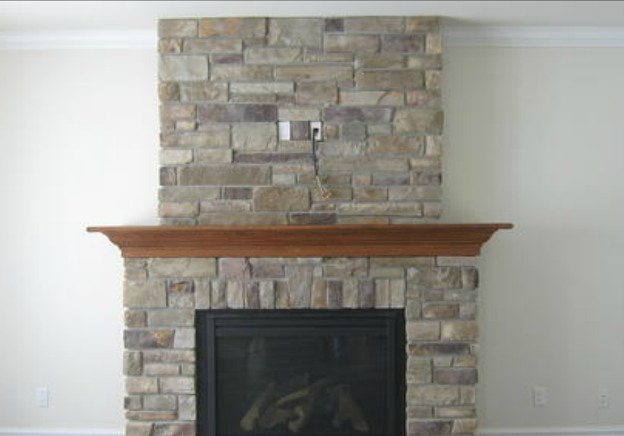 cultured stone fireplace designed and installed