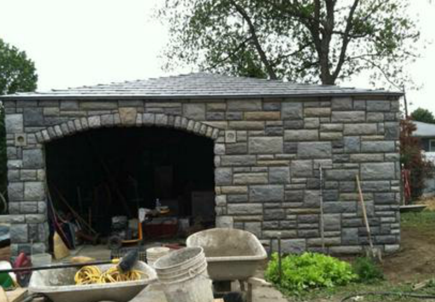 cultured stone garage installation