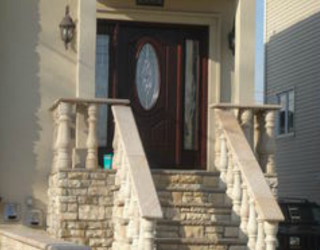 stone stairway with stone railings installed