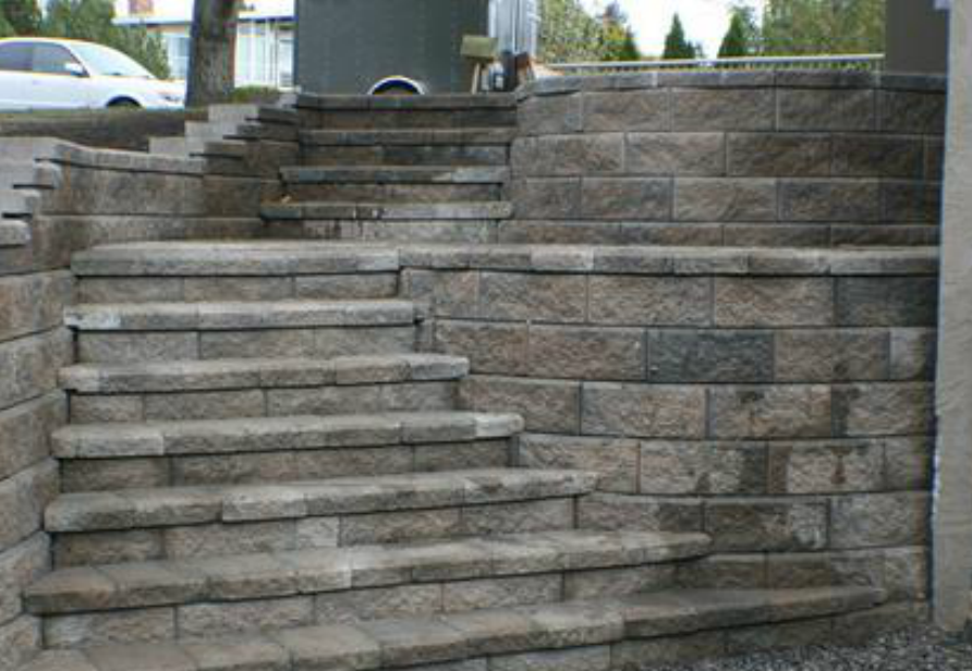 stone stairway installed outside residential home