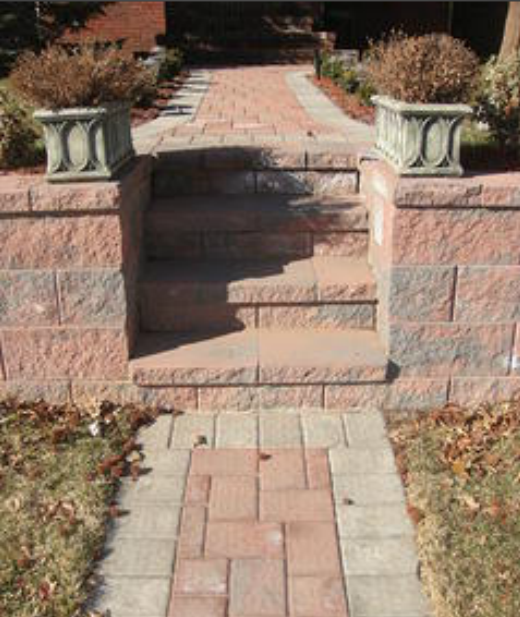 brick walkway with stairway
