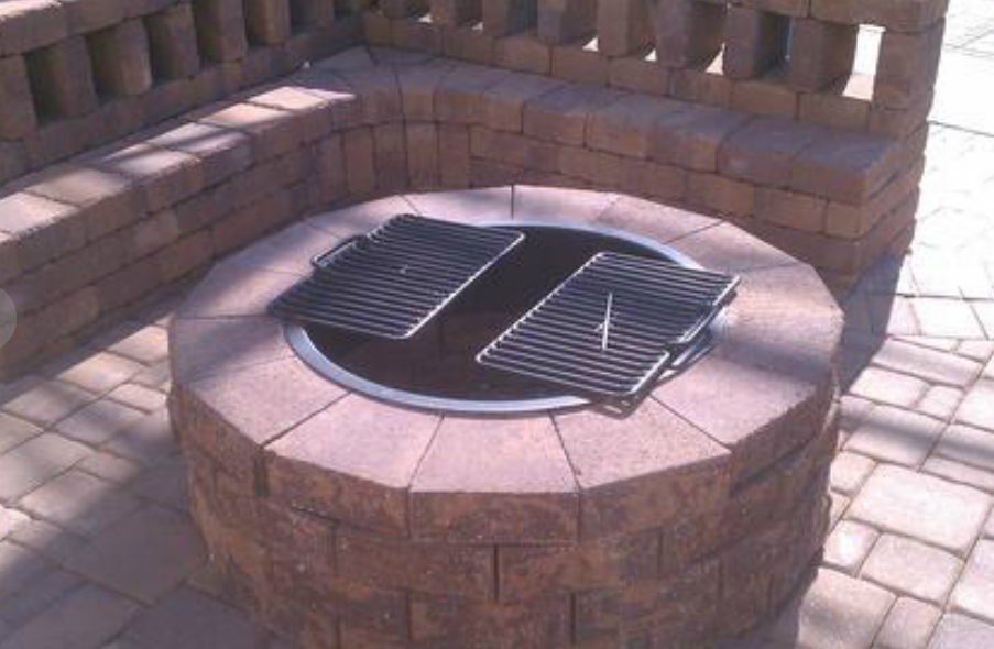 red fire pit made by decorative bricks