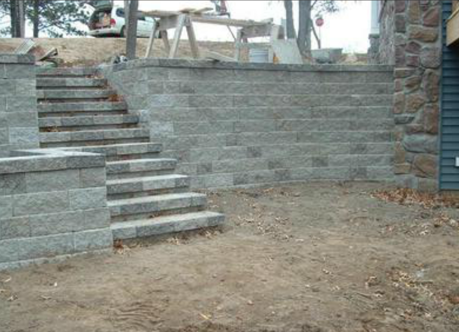 stone walls and stairs installation