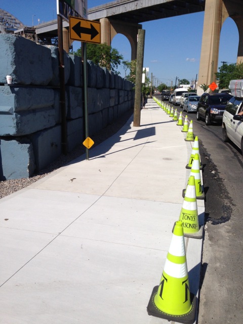 new commercial sidewalk installed by pavers