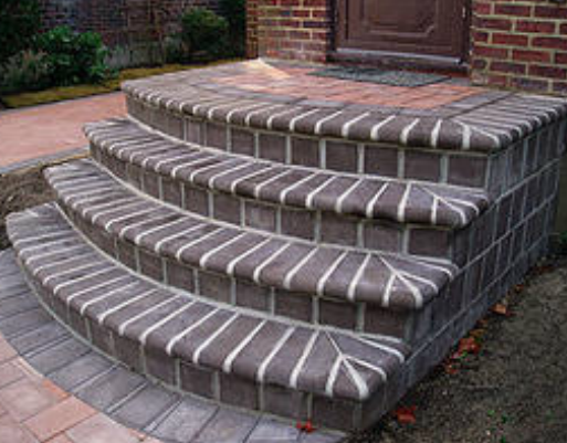 cement and brick stairway bullnose paving