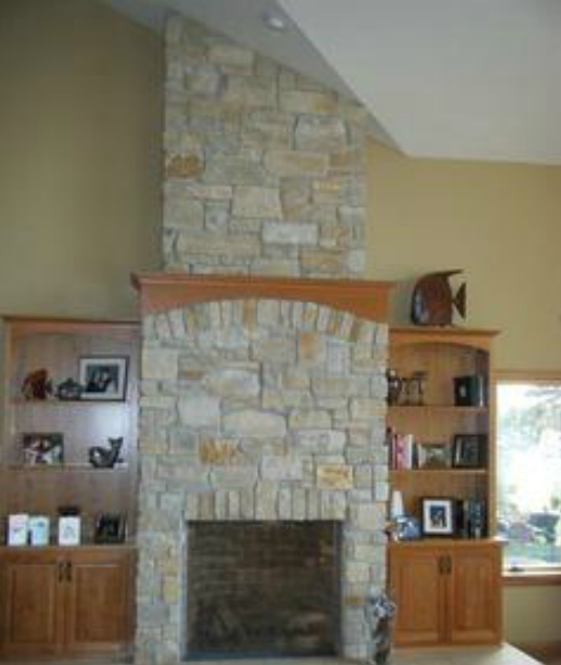 cultured stone designed custom fireplace